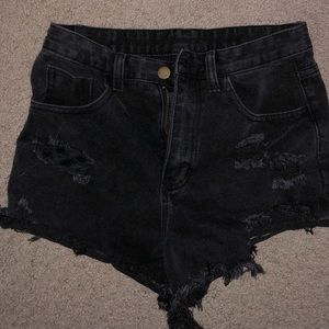 Black high waisted shorty shorts